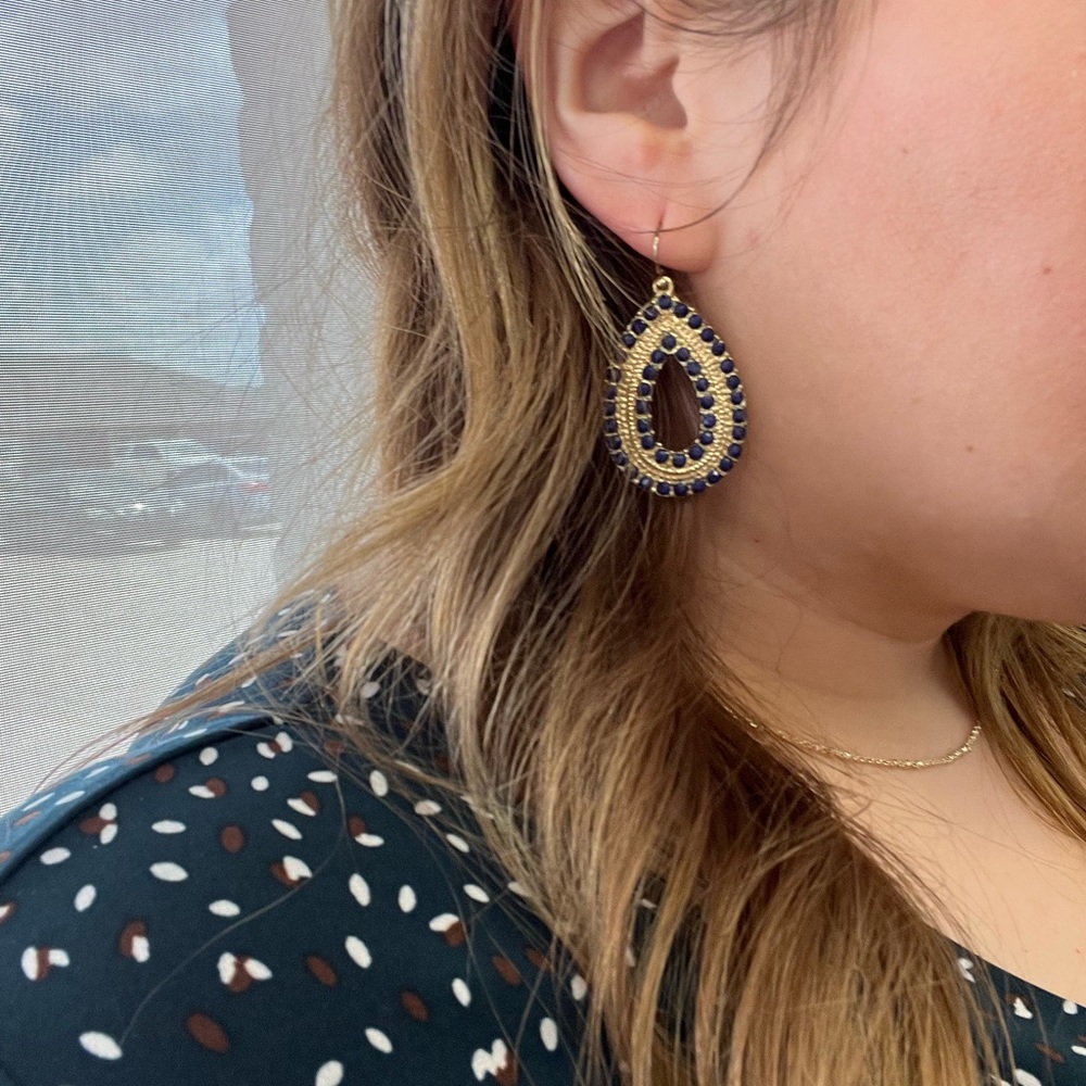 Navy and Gold earrings - Picture 2 of 3